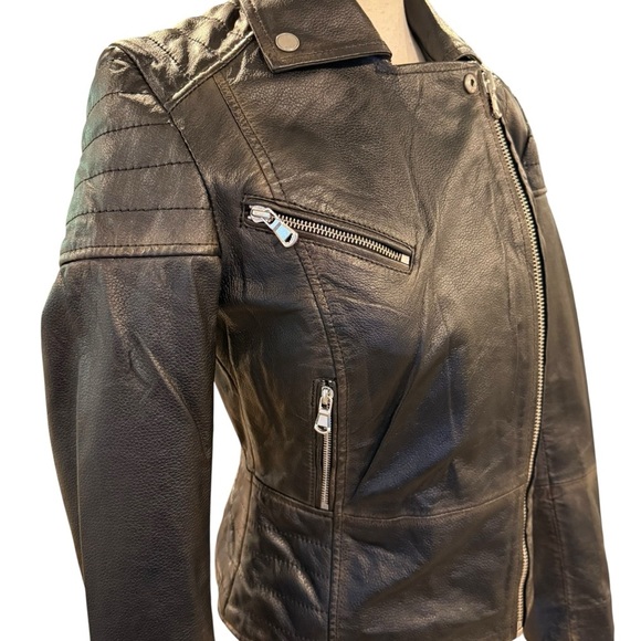 Bod & Christensen Blake Black 100% Genuine Leather Moto Biker Jacket Womens NWT - Picture 4 of 12